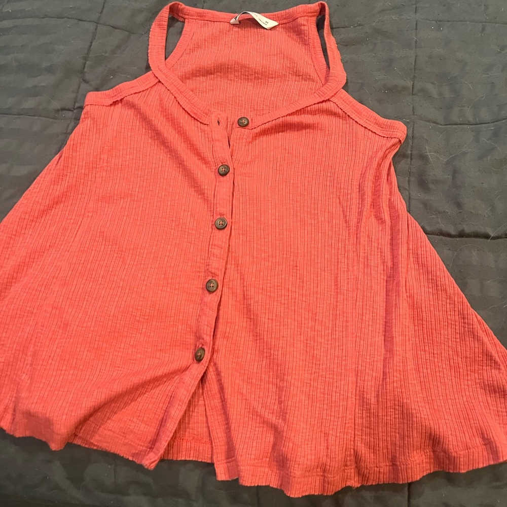 Button-Down Coral Tank Top